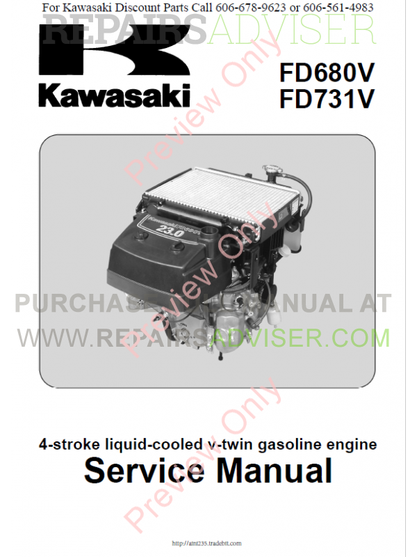 Kawasaki FD680V, FD731V engine Service Manual PDF Download